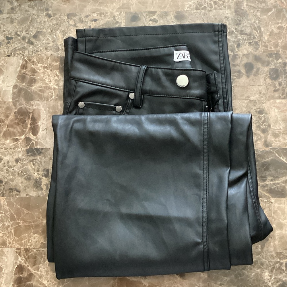 Zara Sleek Black Leatherette Trousers